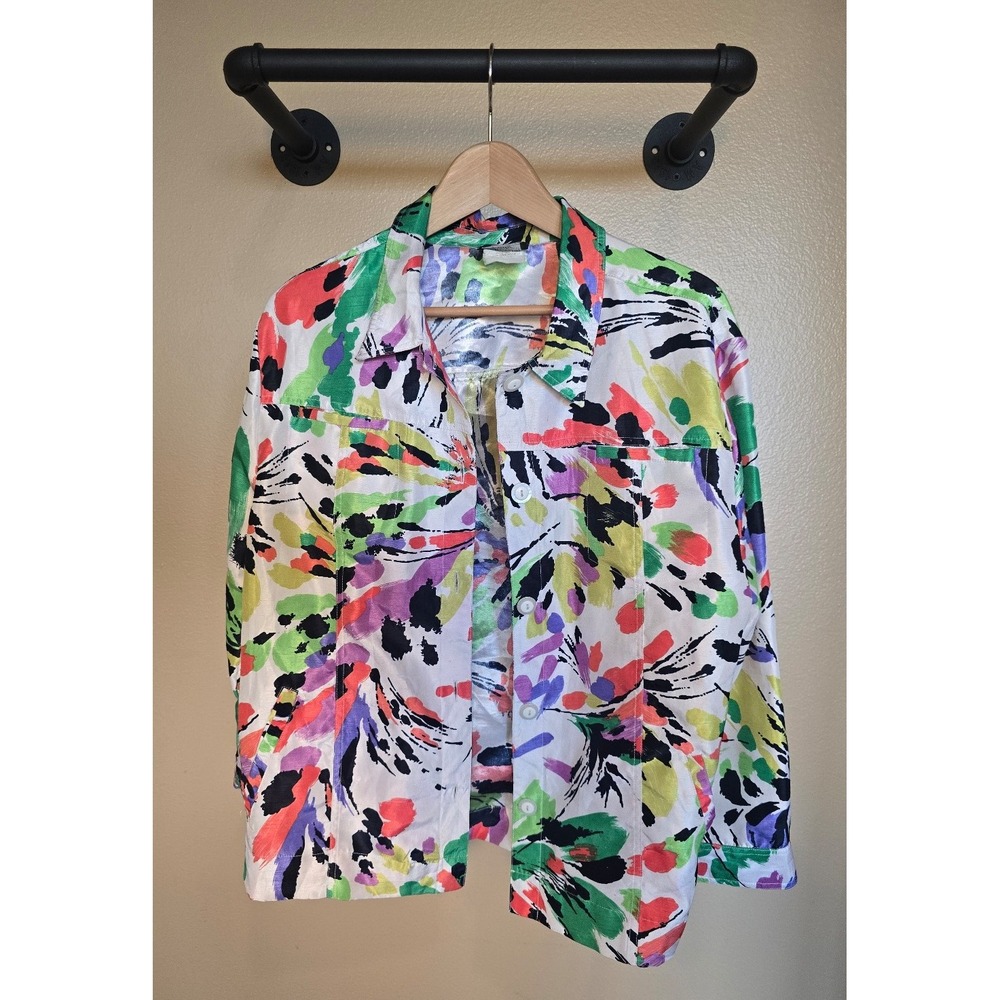 Southern lady‎ bright floral button up lightweight jacket Women's size 2X